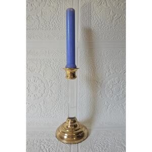 Vintage Brass and Lucite Acrylic Candlestick Holder MCM Parisian Hollywood Regen